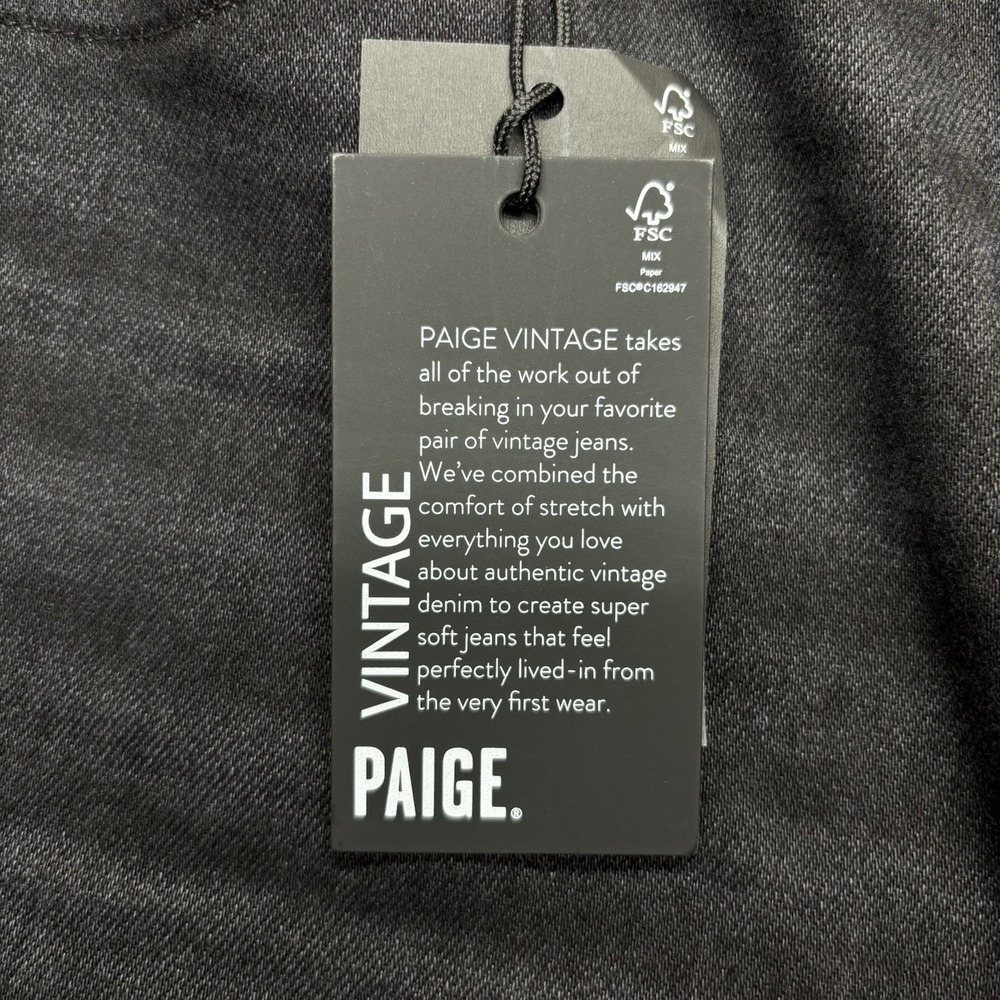 NEW Paige Anessa Raw Hem Jeans Black Lotus Wide Leg Ankle Denim 22W 27" Inseam - Picture 5 of 12